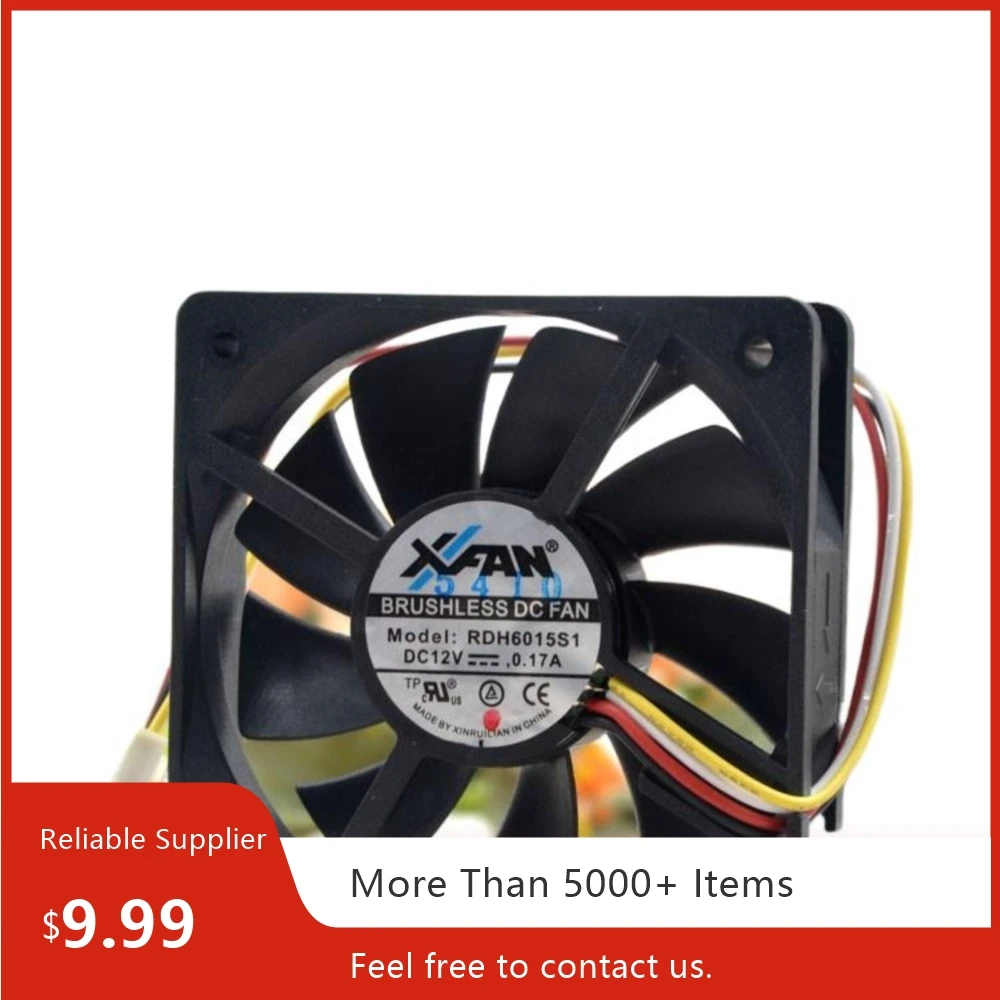 RDH6015S1 For Original XFAN 6015 12V 0.17A 4-Pin PWM Temp Control Case Fan 60x60x15mm Dual Ball Bearing