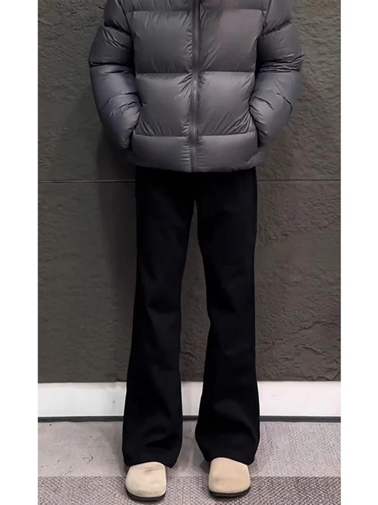 Bla Fce Lined Men's Cargo Pants Winter Long American Casual Sports Trousers High Waist Straight Leg Anti-Wrinkle Low Str...