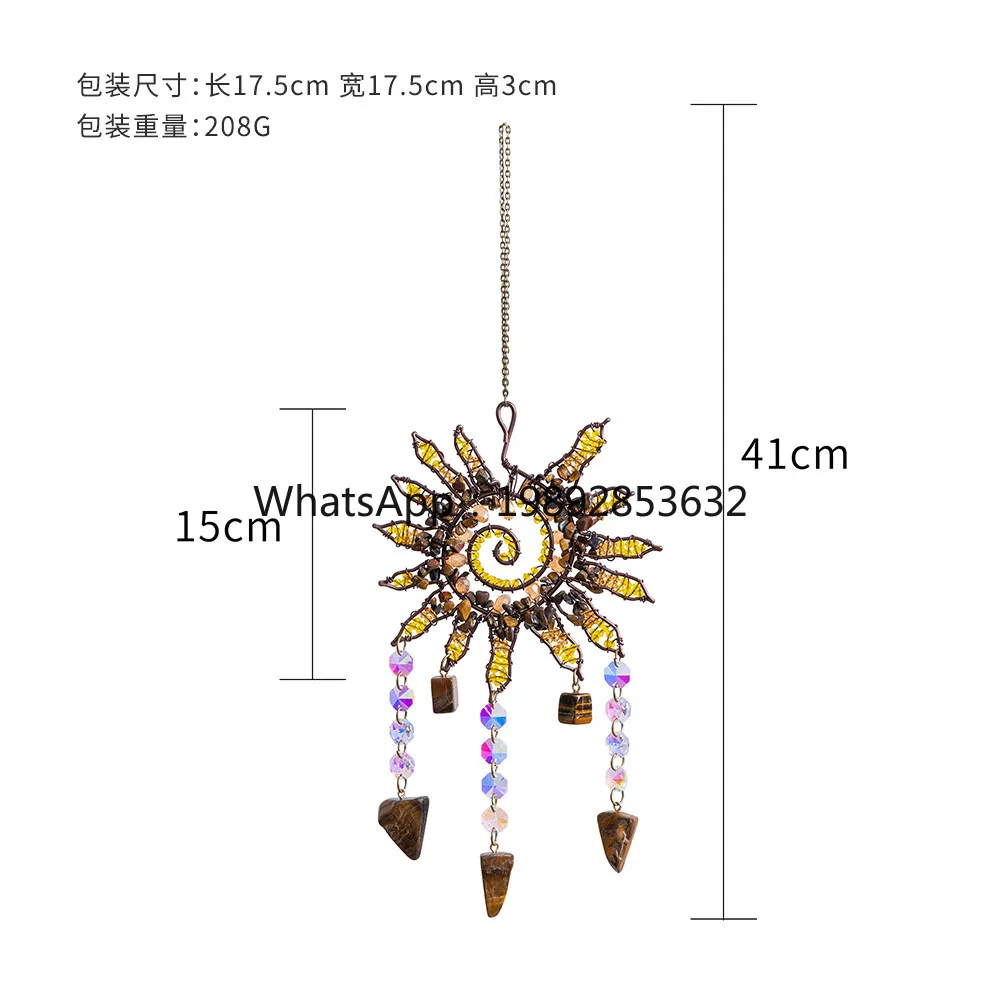 Vintage style handmade creative sun shape crystal crushed stone pendant art pendant