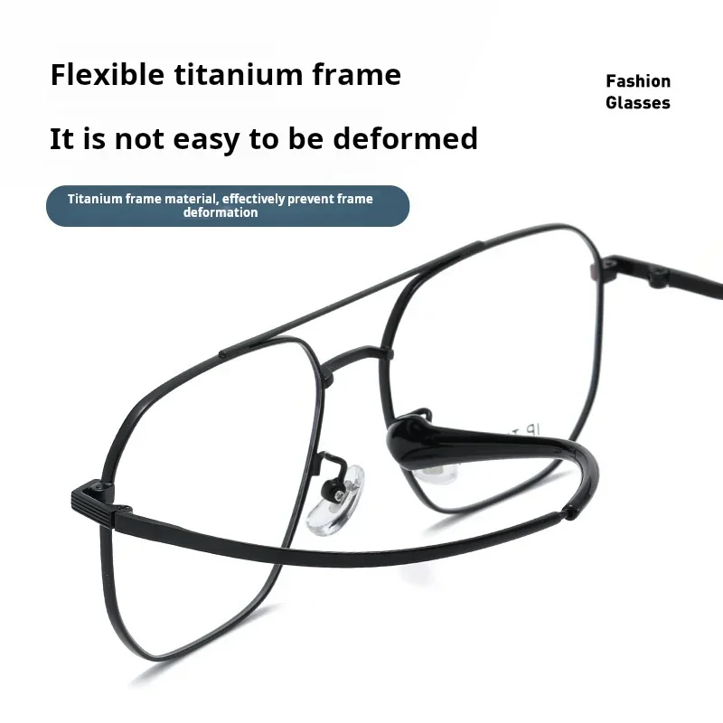 OLLYMURS Fashion Pilot Double Bridget Glasses Titanium Alloy Ultralight Trendy MenOptical Prescription Eyeglasses Frame Women