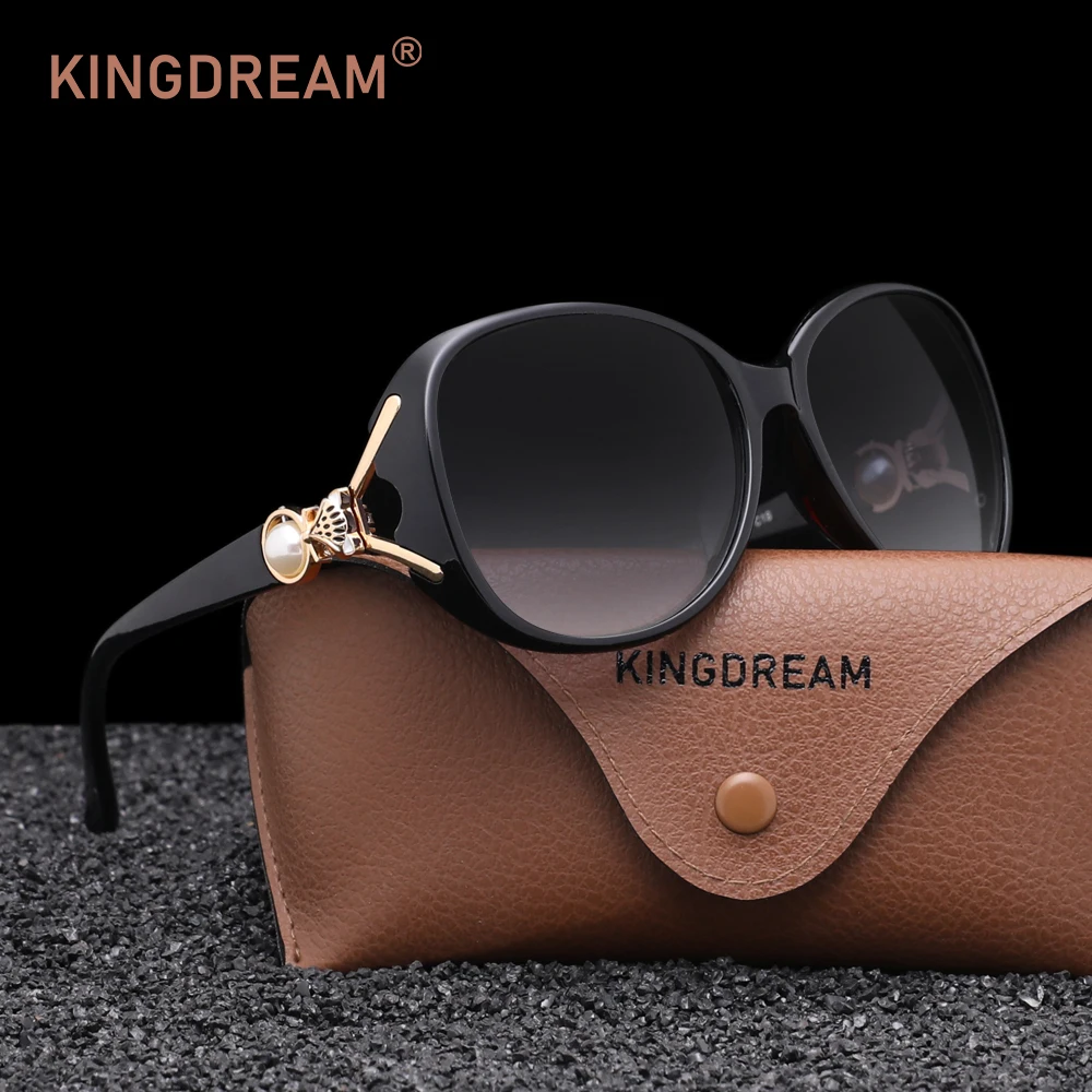 KINGDREAM Personalized Large Frame Gradient Women Sunglasses Fox Style Adorned UV400 Travel