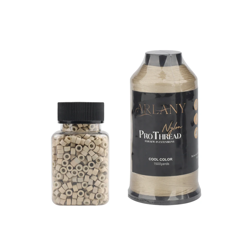 

ARLANY нейлоновая ткацкая нить с невидимыми бусинами 5 мм, 1500 ярдов, уковая нить для плетения волос, набор силиконовых микрокольцевых бусин