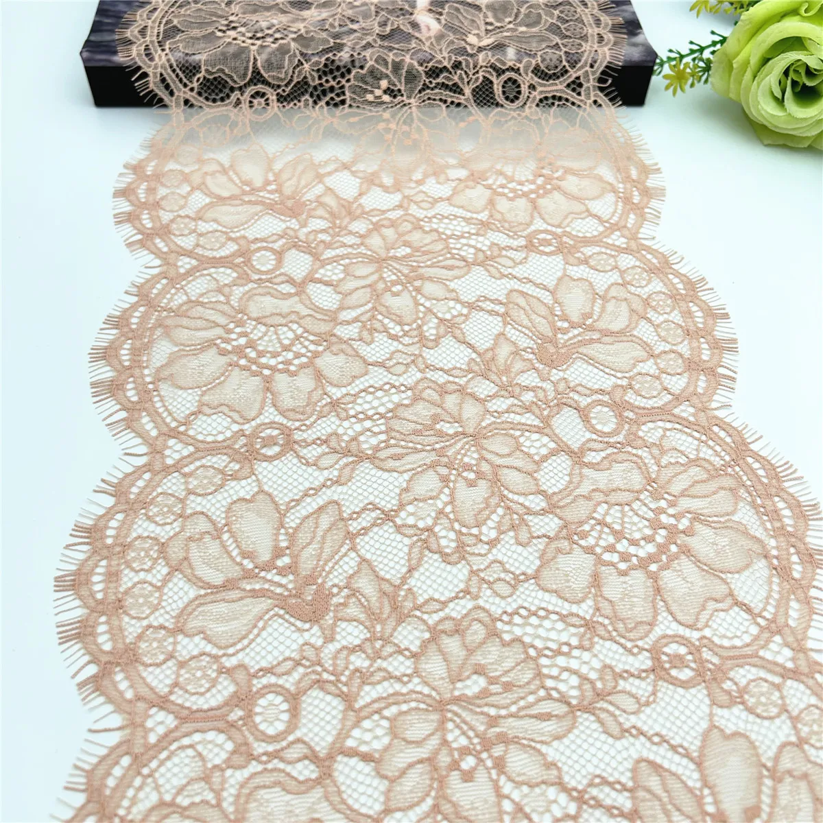 3y/Lot Width 21.50cm Dark Skin Underwear Lace Eyelash Trim Lingerie Sewing Craft DIY Apparel Fabric Bra Lace Non-Elastic