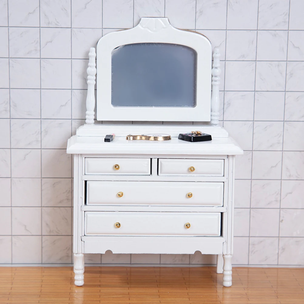 1pc 미니 드레싱 캐비닛 장식 프리미엄 우드 미니어처 침실 가구 튼튼한 작은 나무 수공예품 어린이 애호가를 위한