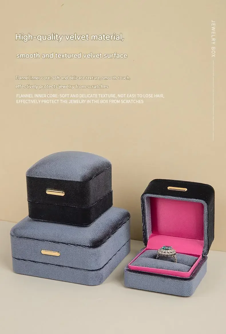 High End Rounded Edge Velvet Jewelry Storage Box with Multi Compartments for Earrings Rings Bracelets Necklaces Organizer Gift
