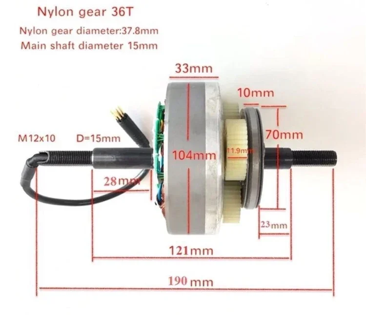 

36v48v500w750W 1000W Gear Motor Kern, Elektrische Fiets Motor Accessoires