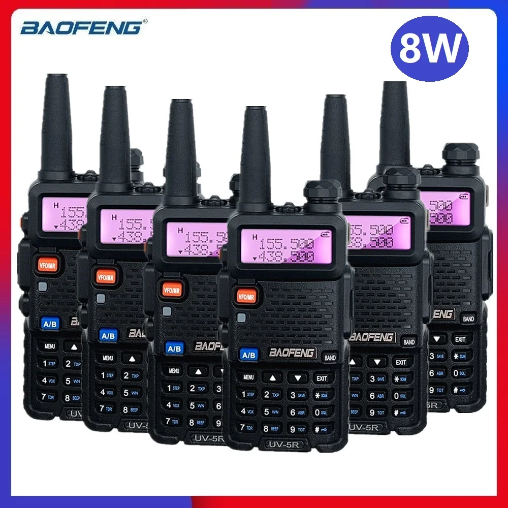 

6PCS Baofeng UV-5R 8W Walkie Talkie Long Range 10km VHF UHF Ham Radio Stations UV 5R CB Radio hf Transceiver UV5R Talki Walki