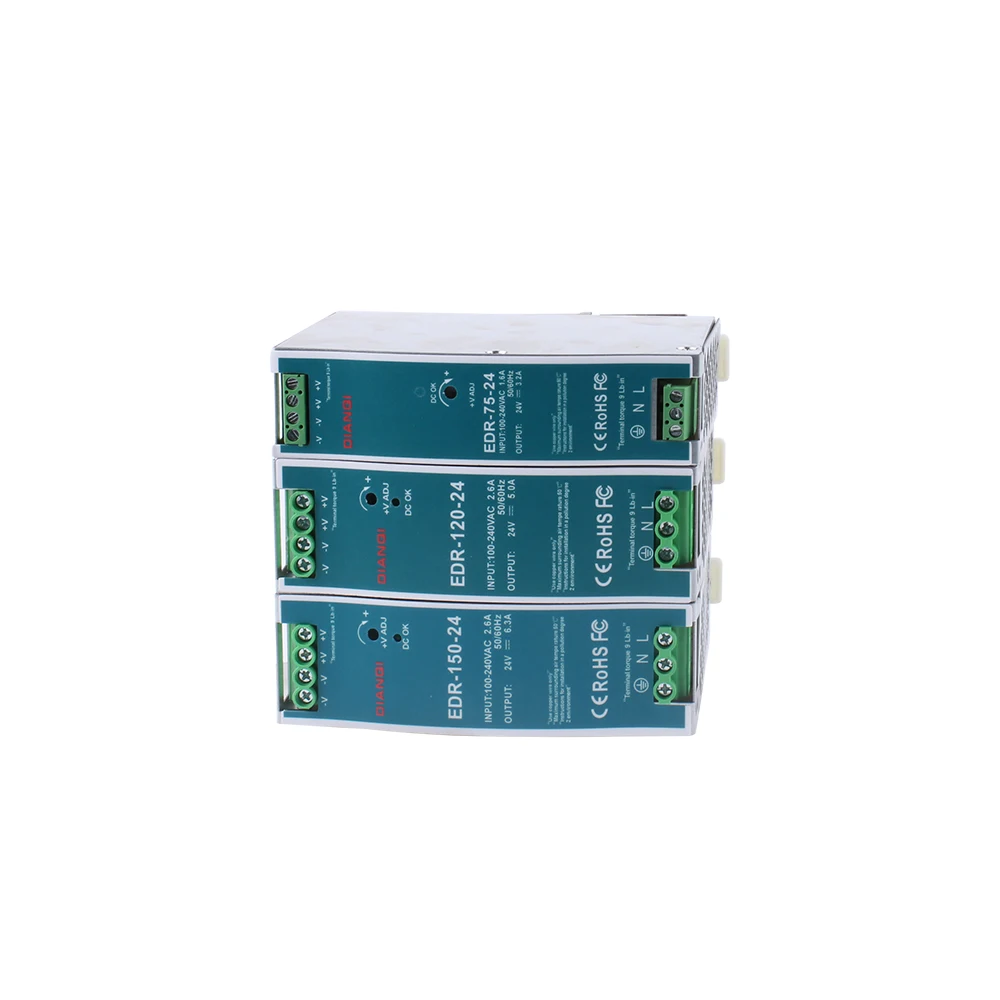 DIANQI EDR-75 120 150 12V 24V 48V EDR-75 120 150 12 24 48 V Fuente de alimentación conmutada de salida única