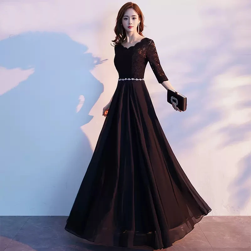

Bla Chorus Dr Women's Long Skirt New Adult Chorus Performance Costume Long Conductor Performance Banquet Evening Gown