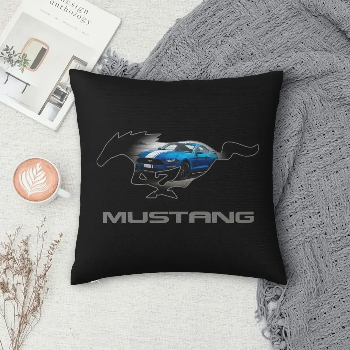 Ford Mustang GT Logo Emblem Design Pillowcase Polyester Pillows Cover Cushion Comfort Throw Pillow Sofa Decorative Cushions Used