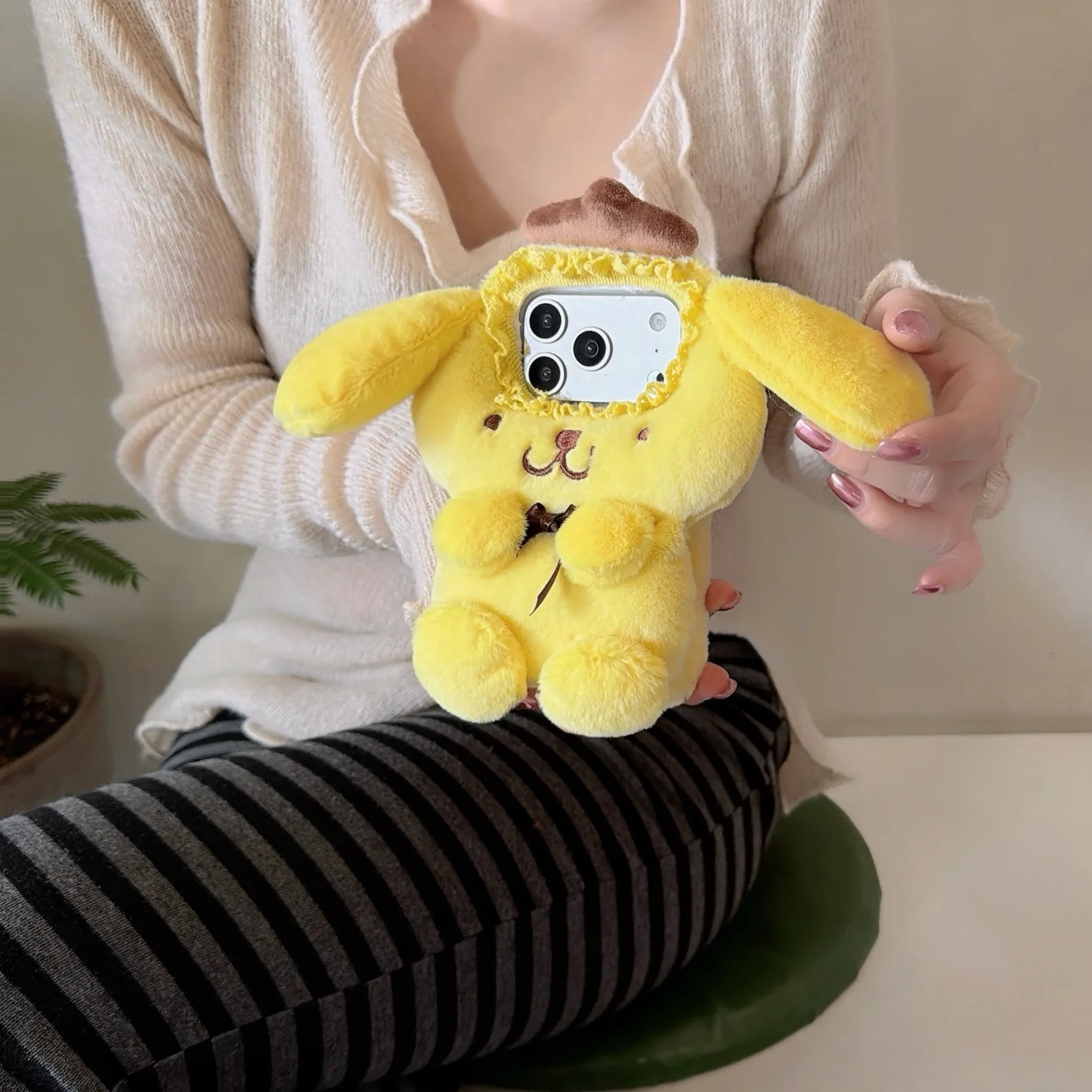 

Pompomurin Autumn/Winter Plush Phone Case Cute For iPhone 17 16 Suitable 14/15 Pro Max Phone Case 13 Anti Drop Holiday Gift