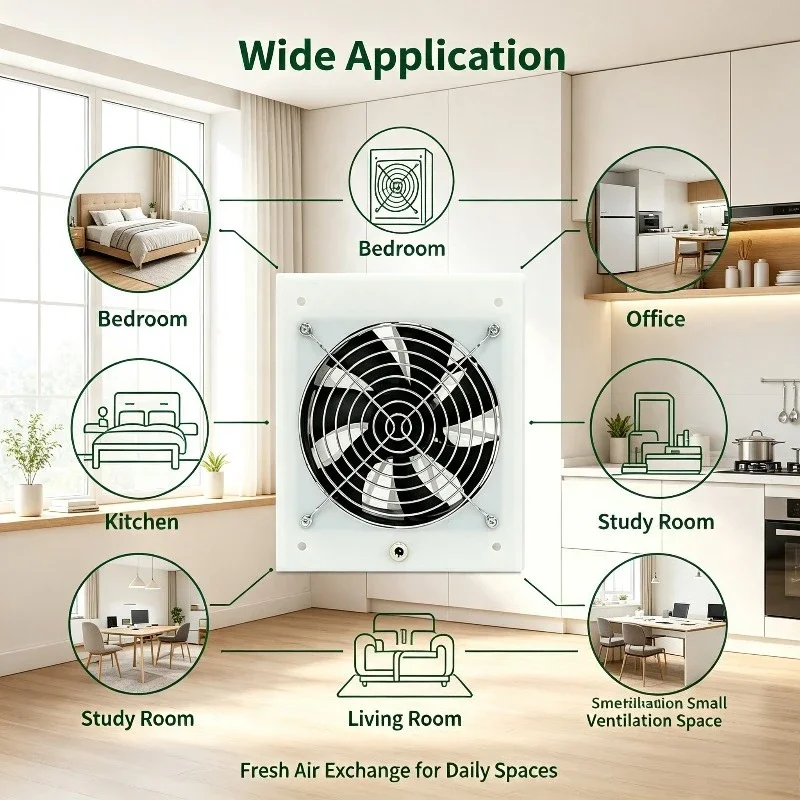 Household Non-punching Universal Hook Yarn, Window Ventilation and Exhaust Ventilation Fan, Rainproof and Moisture-proof