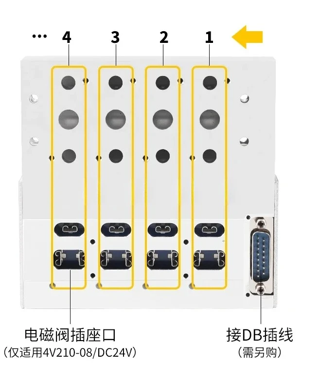 

Пневматический электромагнитный клапан, группа шин, встроенный линейный клапан, остров 4V210-08, группа клапанов пластины шины, 200 м, концентратор DC24