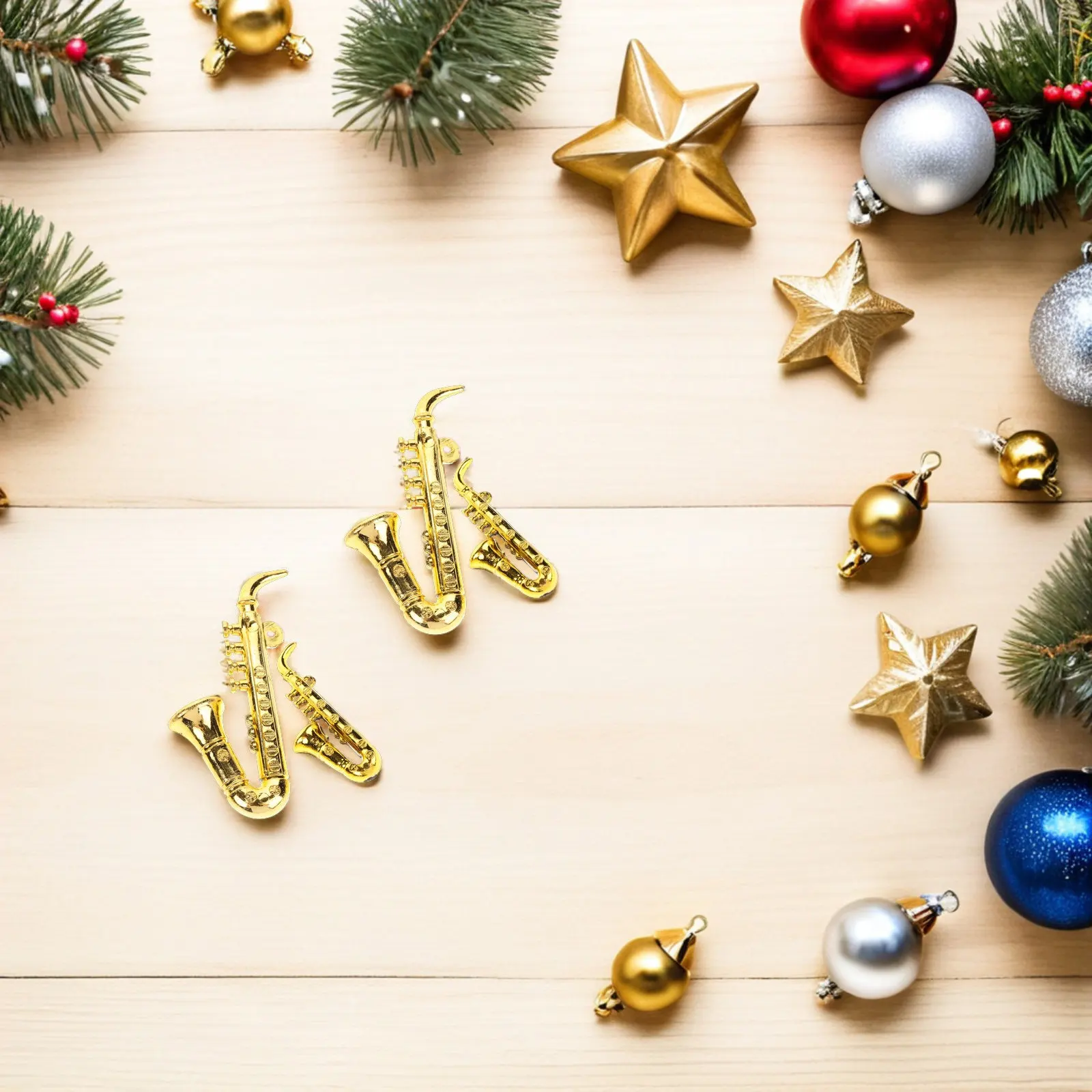 40Pcs Saxophone Xmas Tree Pendants Plastic Musical Instrument Decor Christmas Party Hanging Ornaments Festive Tree Decor Set