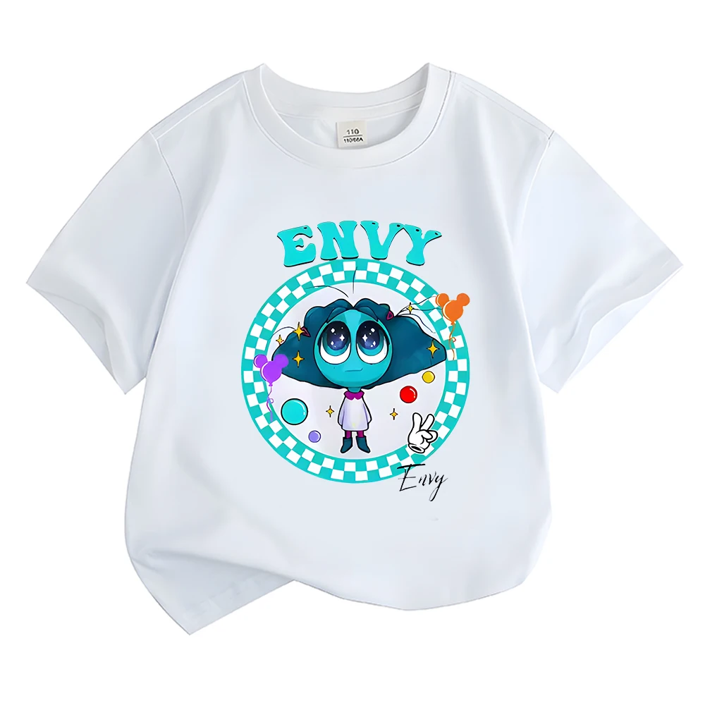 Camiseta de Anime ENVY Inside Out 2, a la moda ropa de algodón, Tops de manga corta de verano de dibujos animados, Camisetas Kawaii informales