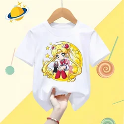 Cartoon anime Sailor Moon kids t-shirt Harajuku Kawaii cute girl manica corta manga camicia casual baby top shirt