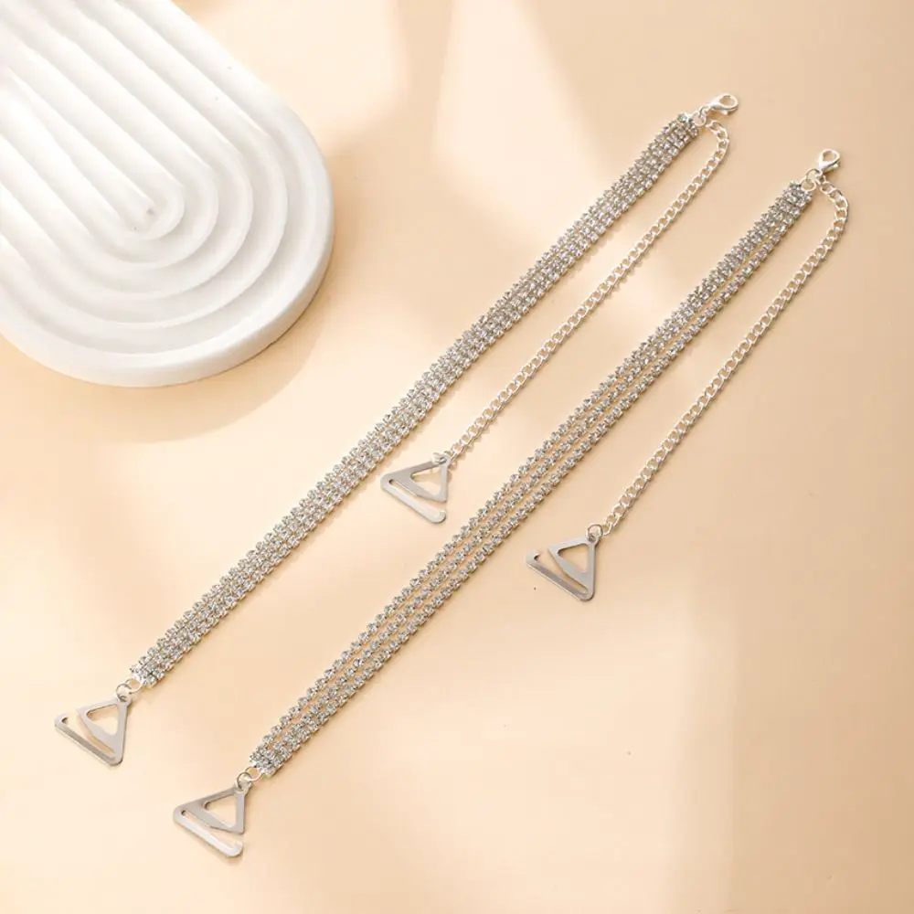 Shiny Aniti-slip Bras Straps New Adjustable Metal Underwear Strap Three Rows Rhinestone Women Lingerie Accessories