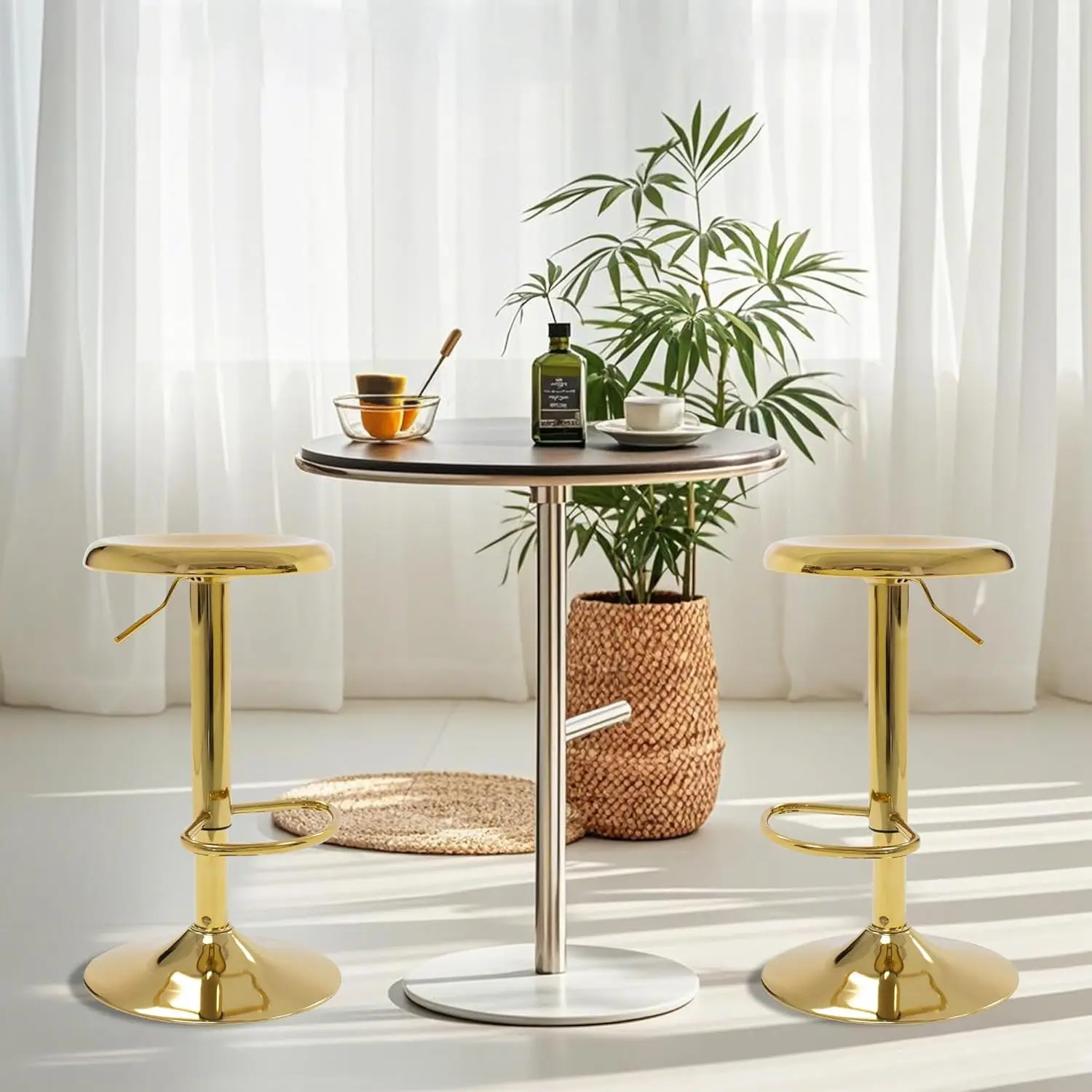 [New Arrival!]Bar Stools Set of 2, Adjustable Metal Bar stools Swivel Counter Height Stool, Backless Barstools for Kitchen Islan