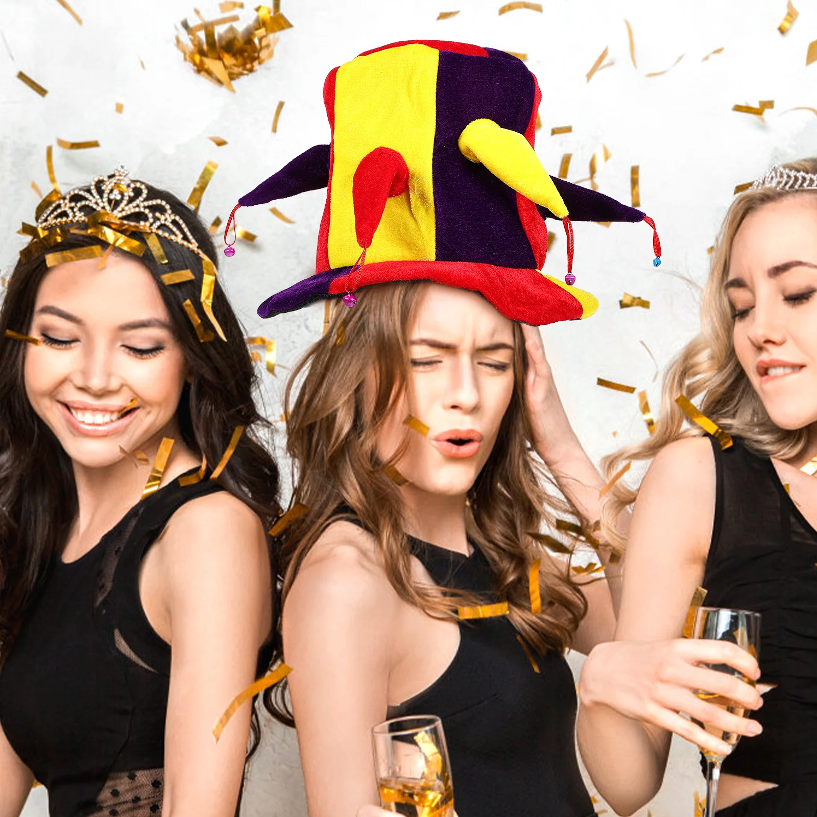 

Bright Clown Hat Carnival Costume Prop Comfortable Flexible Cloth Material for Role Play Halloween Birthday Party Festival