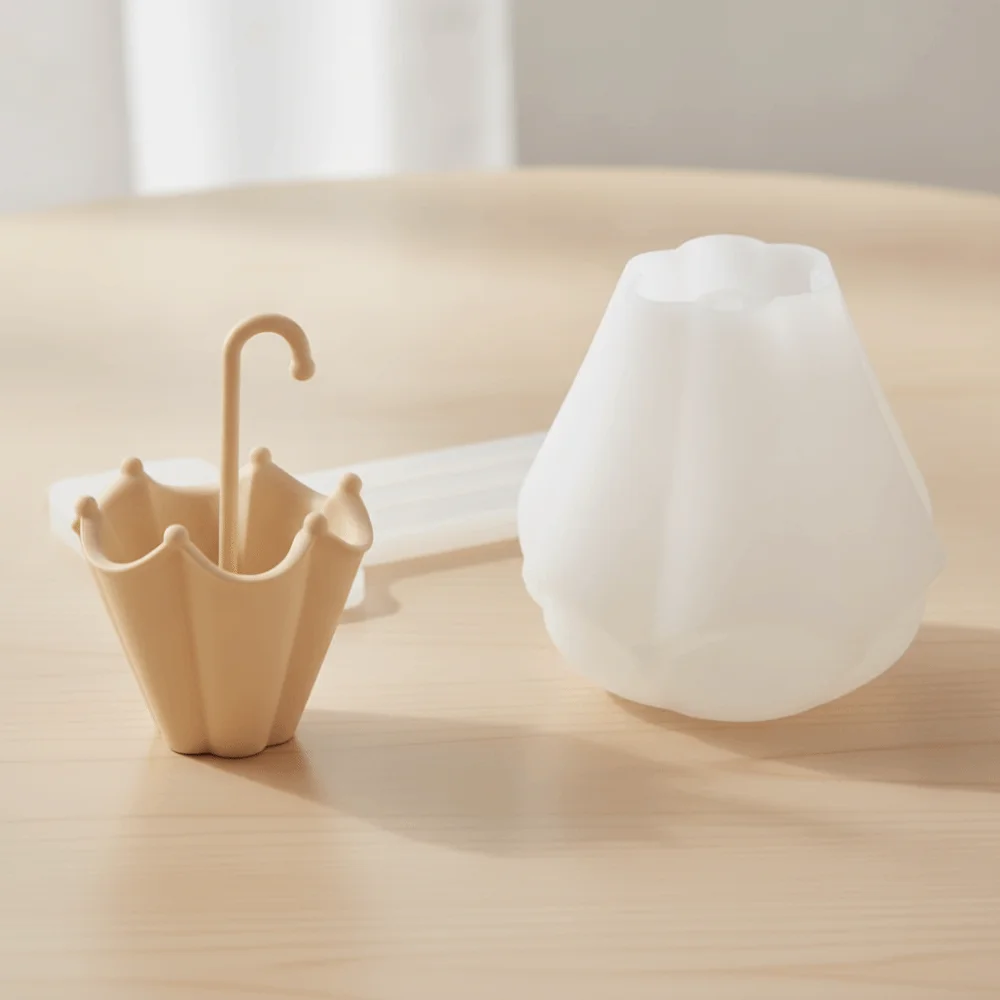 Multi-functional Silicone Umbrella Shape Candle Cup Mold Non-stick 3D Flower Pot Mold Flexible DIY Storage Box Mold Wax