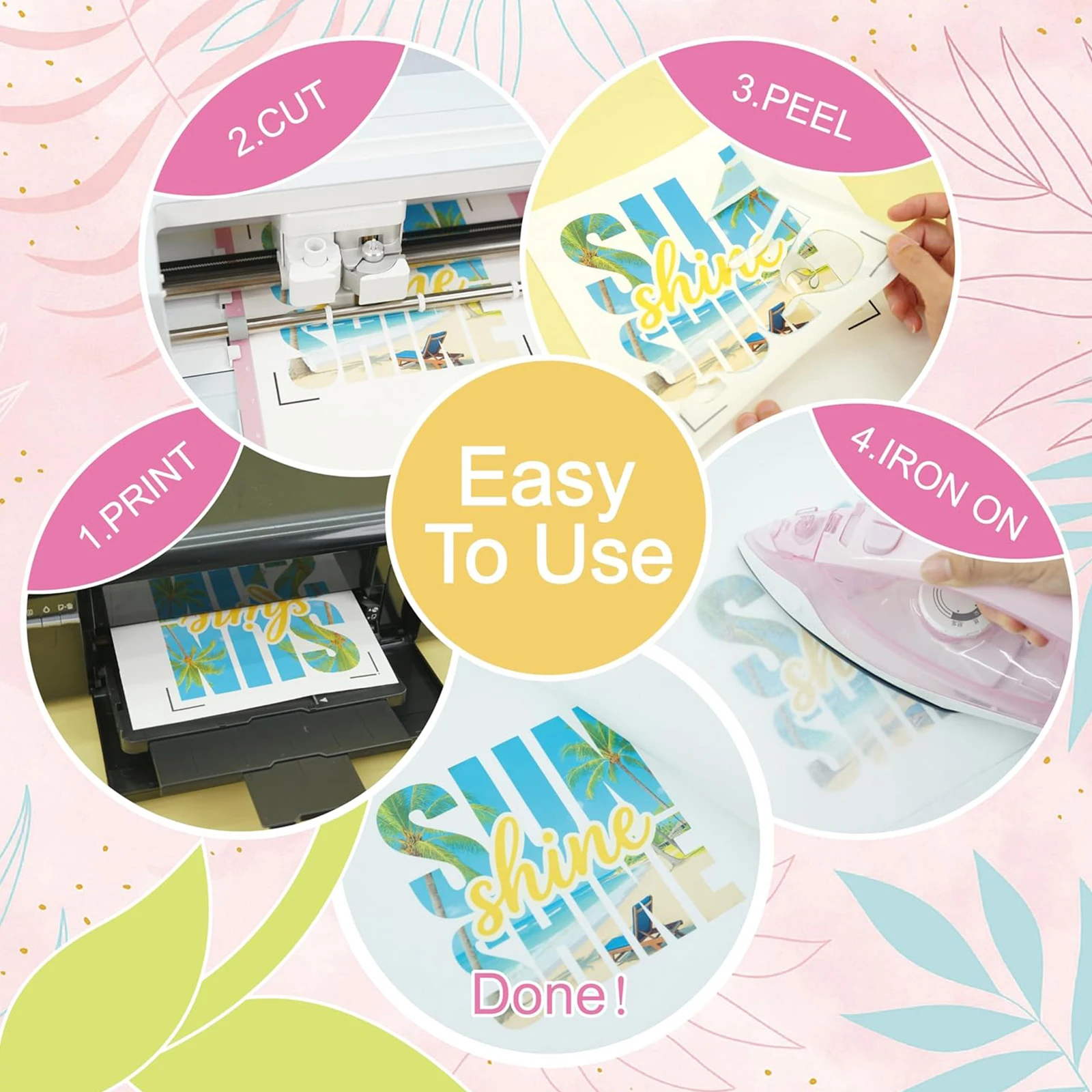 10 أوراق مقاس A4 حديد على ورق نقل للتي شيرت الخفيف مقاس 8.3 × 11.7 بوصة ورق نقل الحرارة للطابعة النافثة للحبر، سهل الاستخدام