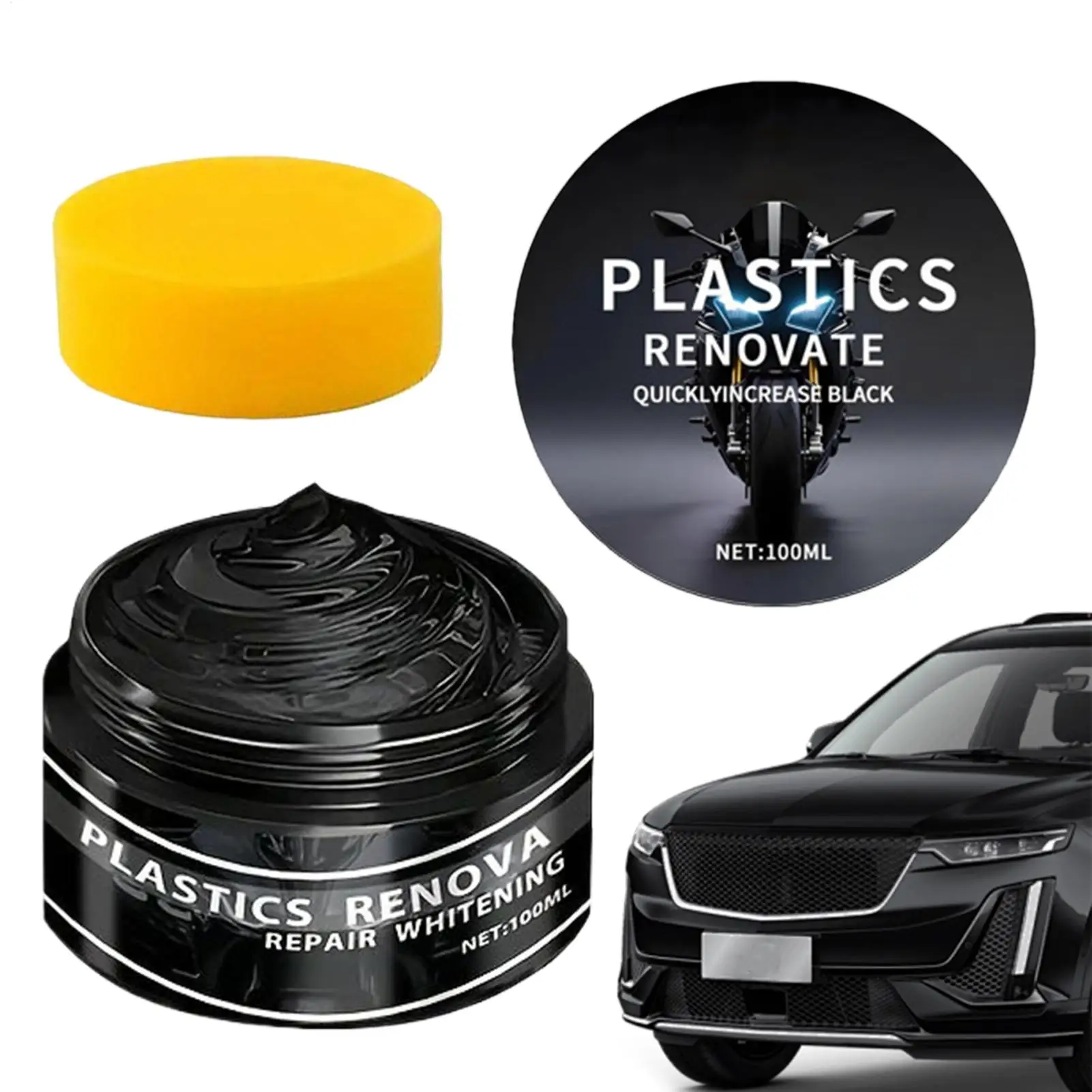 Automotive Plastic Repair Agent-interior Black Trim Restorer 100ML Quick-Drying High-Gloss UV-Protectant Rubber Repair Wax