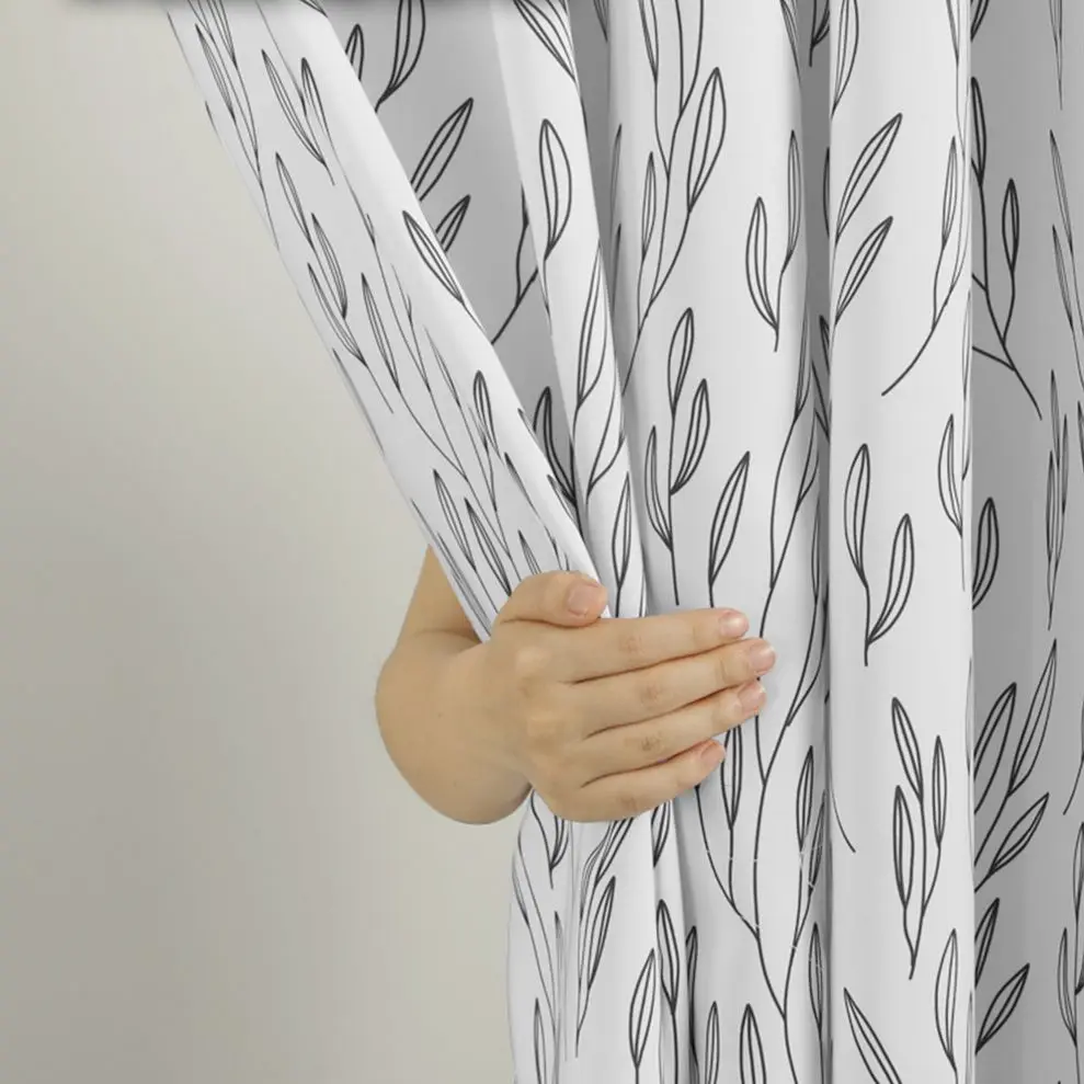 

Hook Style Shower Curtain,99.9% Waterproof,Bathroom Thicken Fabric,Pure Copper Buttonhole Style, Not in-Willow Leaves Pattern