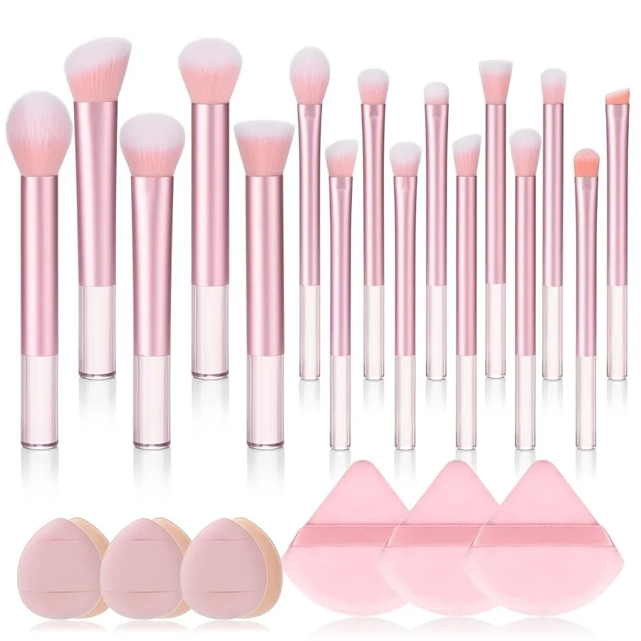 Ensemble de pinceaux de maquillage 22 pièces, Kit de maquillage avec étui, brosse de fond de teint en cheveux synthétiques doux de qualité supérieure, brosse anti-cernes, brosse de fard à paupières Tra