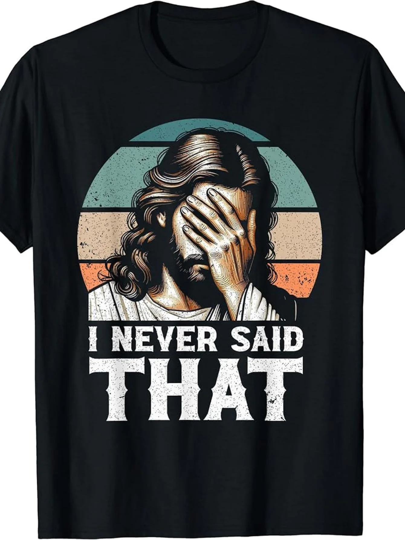 Funny 'I Never Said That' Meme T-Shirt - Black Vintage Print Short-Sleeve Top, Breathable Fabric, Unisex Regular Fit with a Round Neck Design, Suitable for Church Events And Everyday Wear, Humorous Retro Pattern, Soft And Comfortable