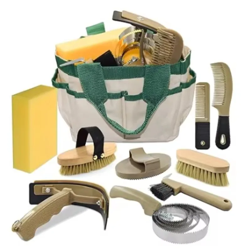 

Complete 10 Piece Horse Grooming Tool Set Non-Slip Rubber High Strength Material