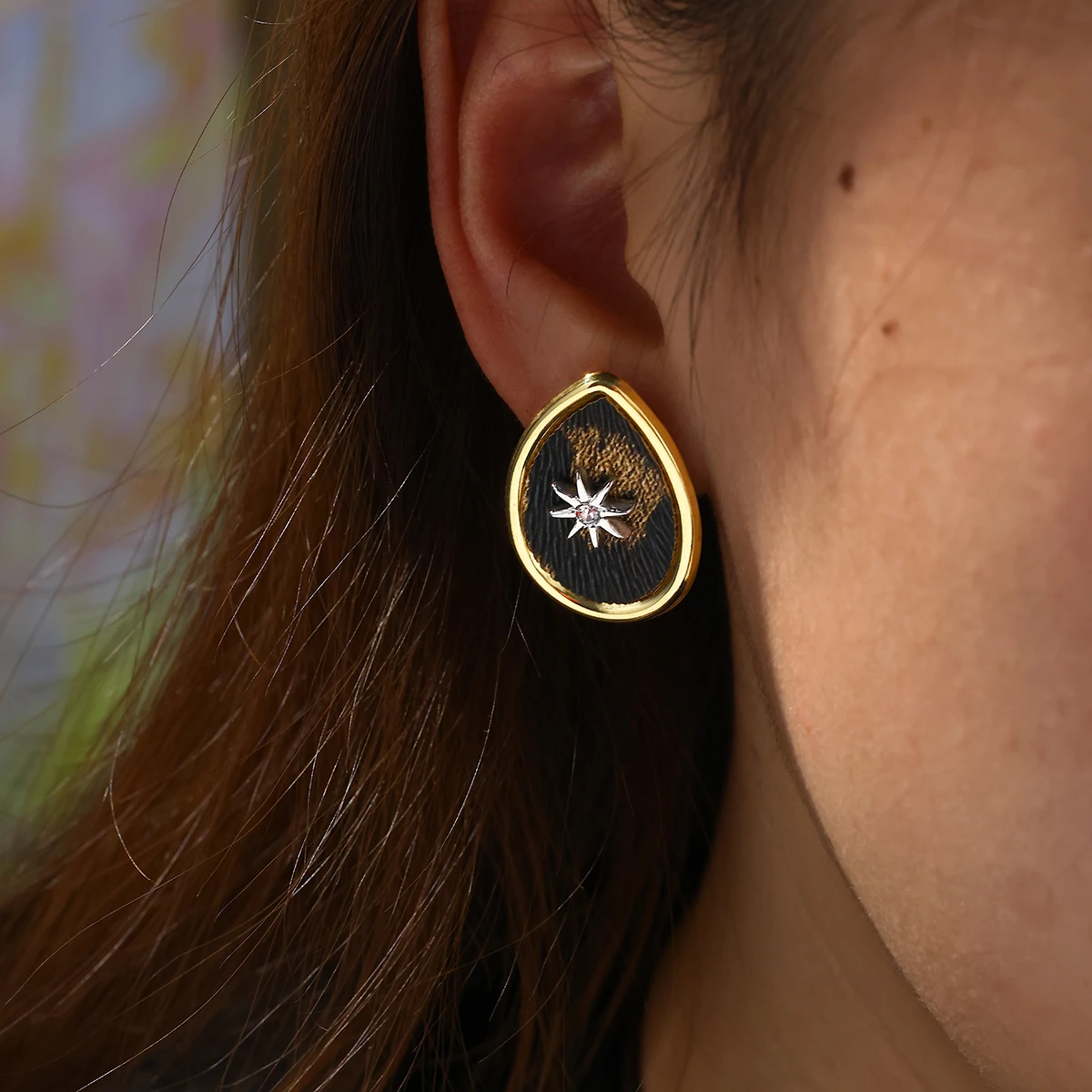 

European American Fashion Star Sun Spider Bee Earrings For Women Stainless Steel Plated With Gold Rhinestone Charm Stud Earrings