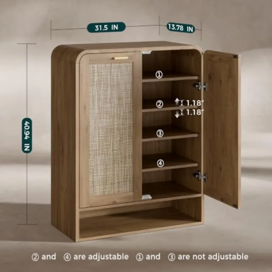 41 Inch Rattan Shoe Storage Cabinet Holds 24 Pairs