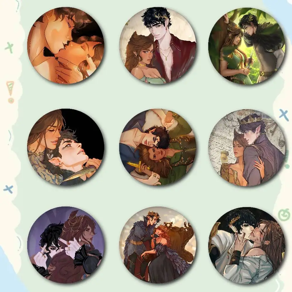 The Cruel Prince Jude And Cardan Premium Tinplate Round Lapel Pins: Cute Badge Brooches For Shoulder Bag Souvenir Gifts