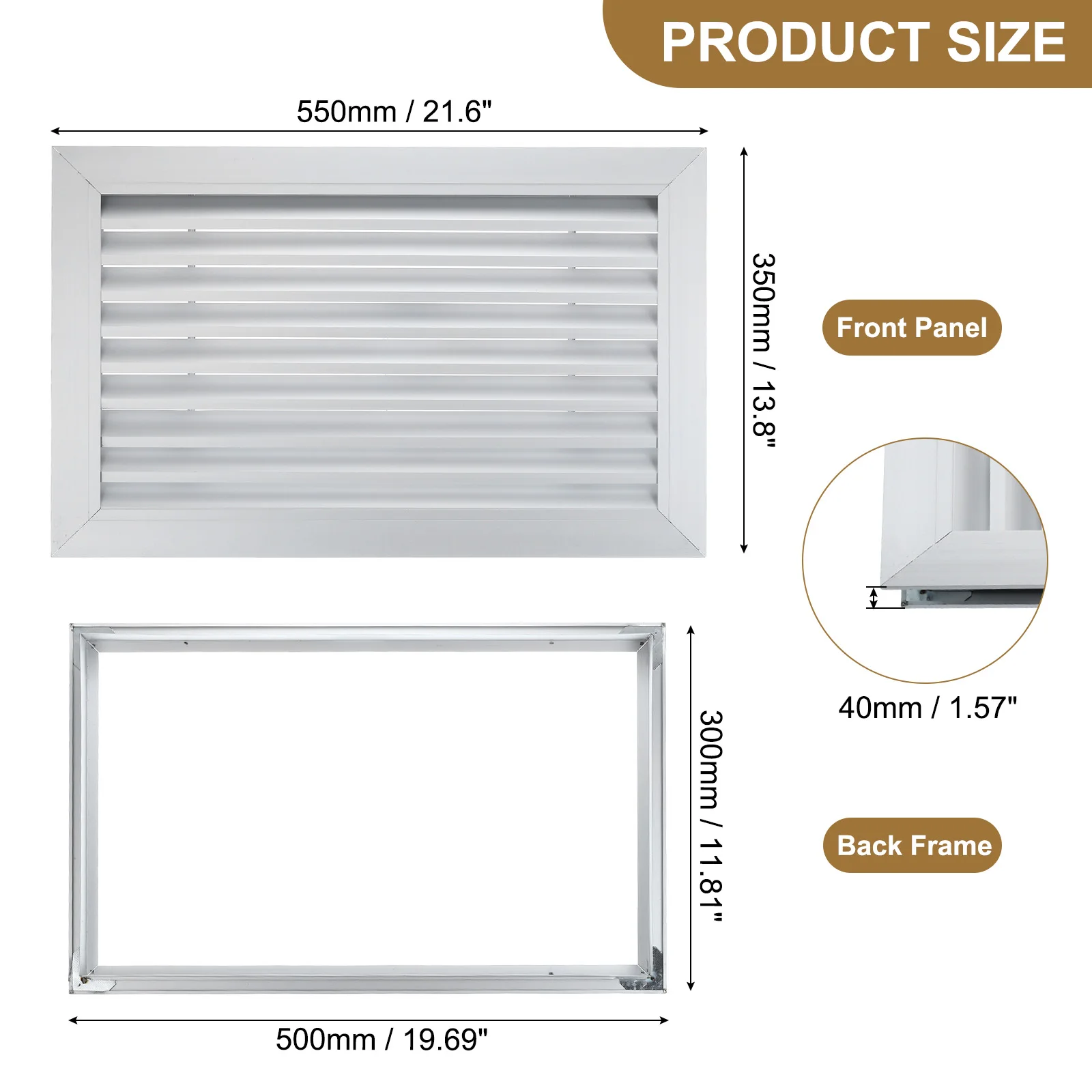 1/2Pcs Door Air Vent Cover Aluminum Alloy Grille Ventilation Cover Vent Louvered with Mounting Screws for Cabinet Wardrobe Door