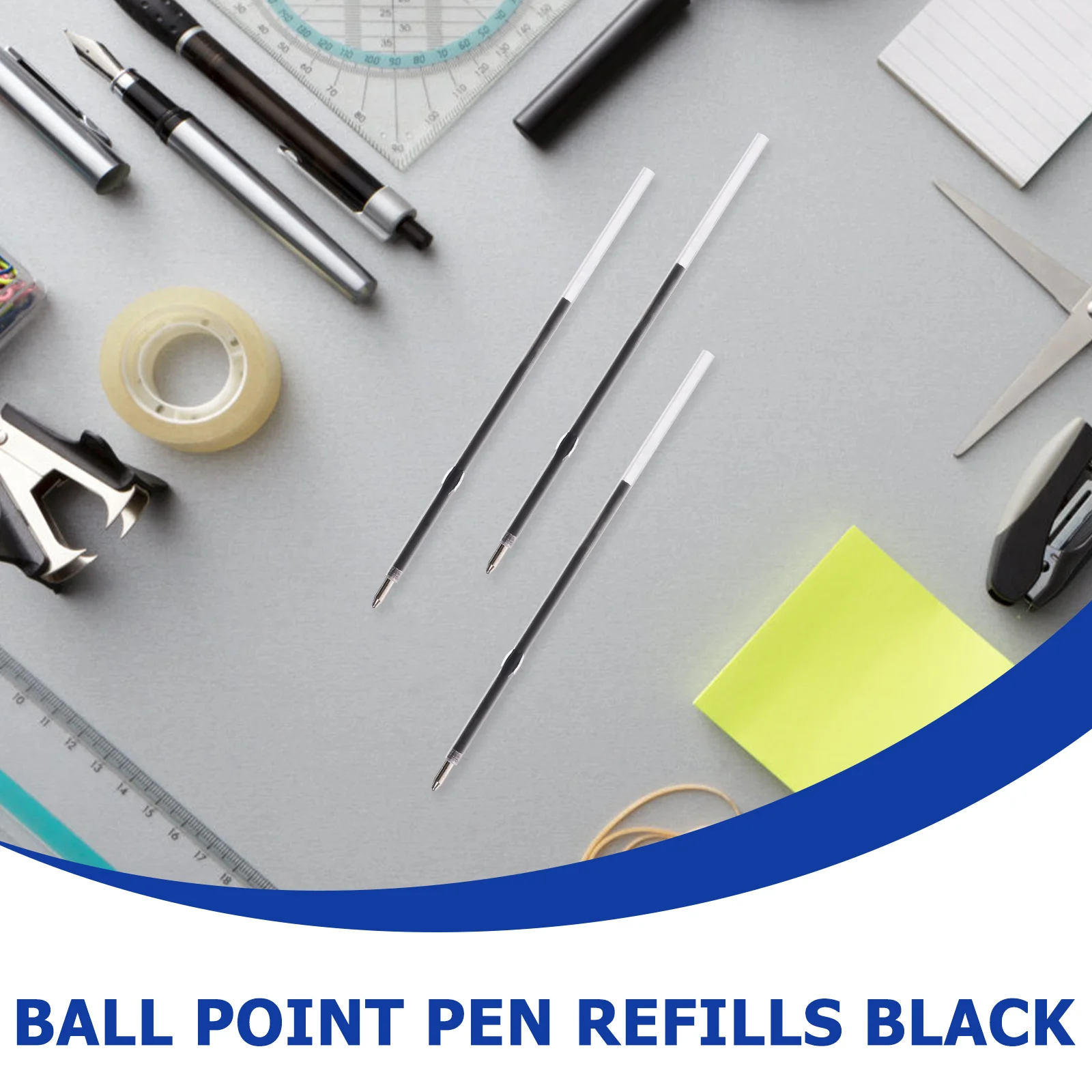 100 Pcs 07mm Black Office Push-button Ballpoint Pen Refill 100pcs Gel Refillable Refills Creative Replace Portable Ink