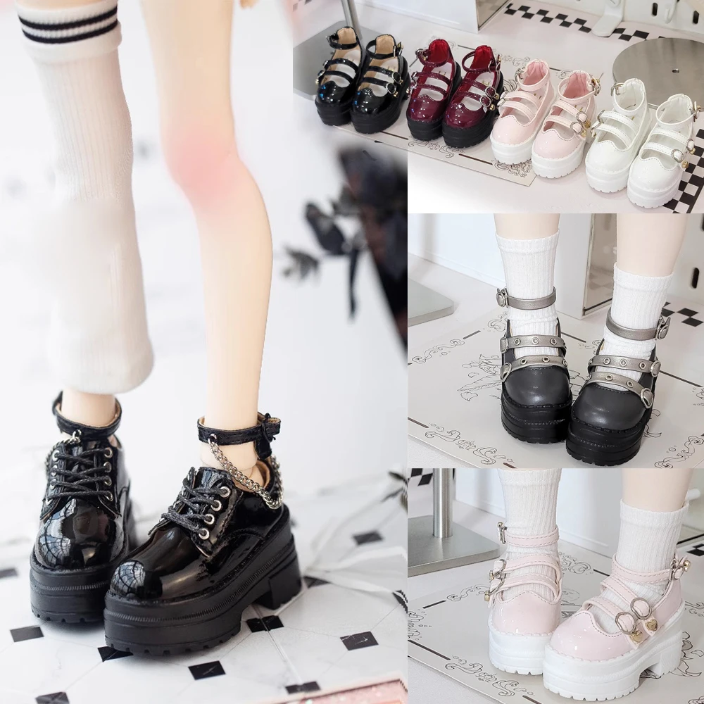 D09-P139 children handmade toy  1/4 MDD MSD BJD Doll Round toe thick sole lace up shoes 1pair