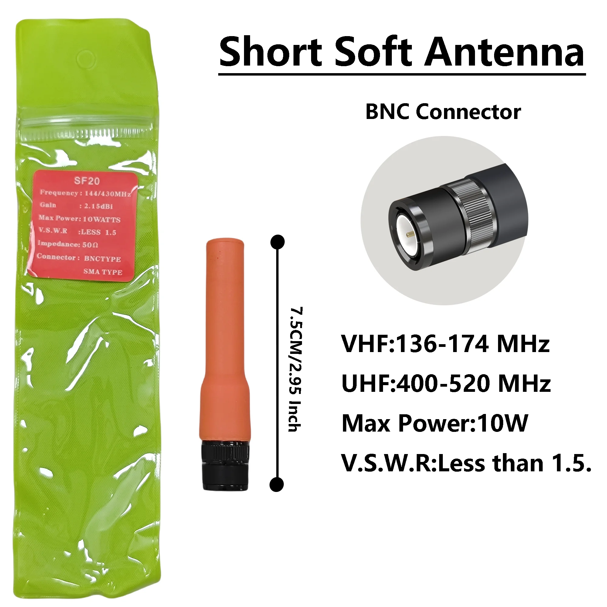 SF-20 Soft Short Antena VHF UHF Mini Colorful BNC Compatible With Motorola CP500 Kenwood IC-V82 Wilson Walkie Talkie Accessory view 3