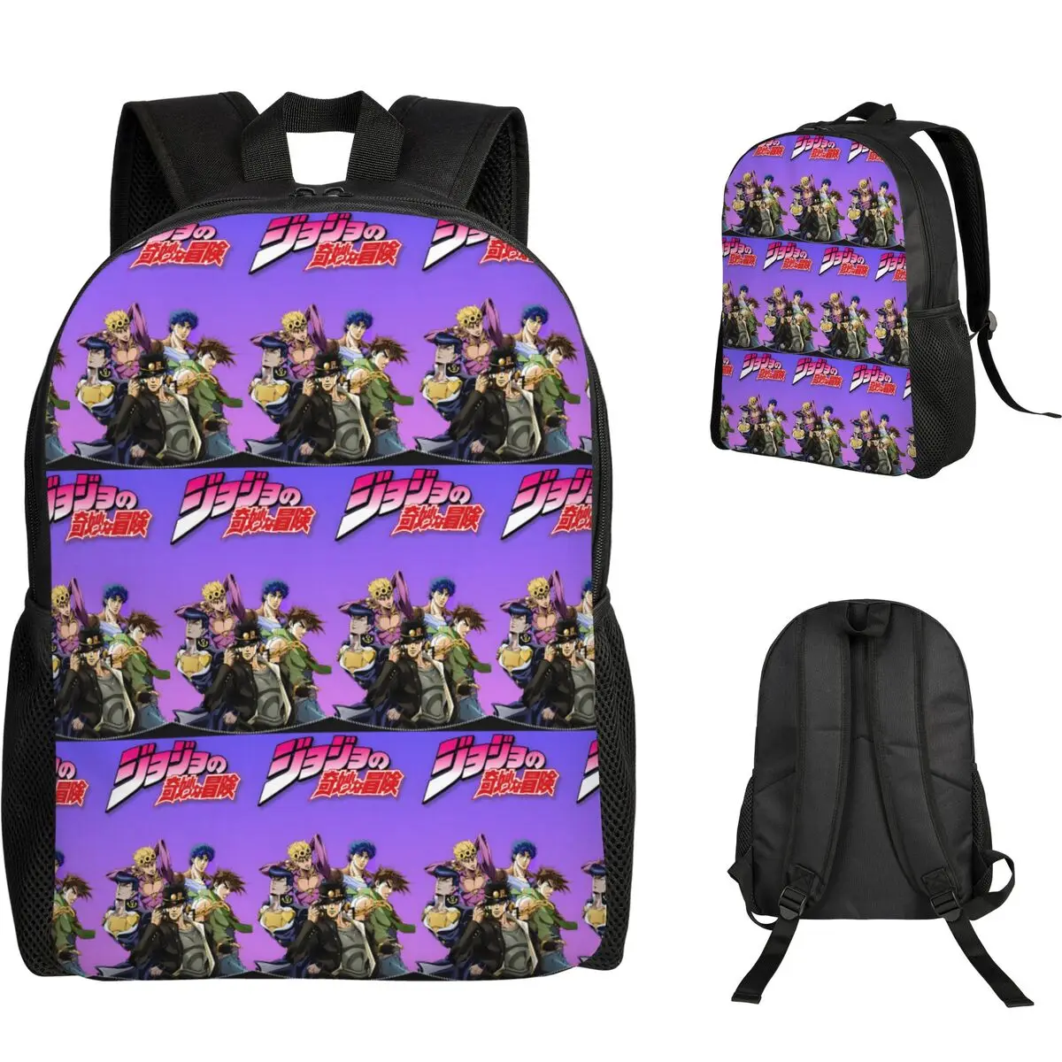 Jojo Bizarre Adventure Anime Cartoon Student Backpack School Bag Hiking Travel Daypack Boys Girls Fashion Bookbag Shoulder Bags