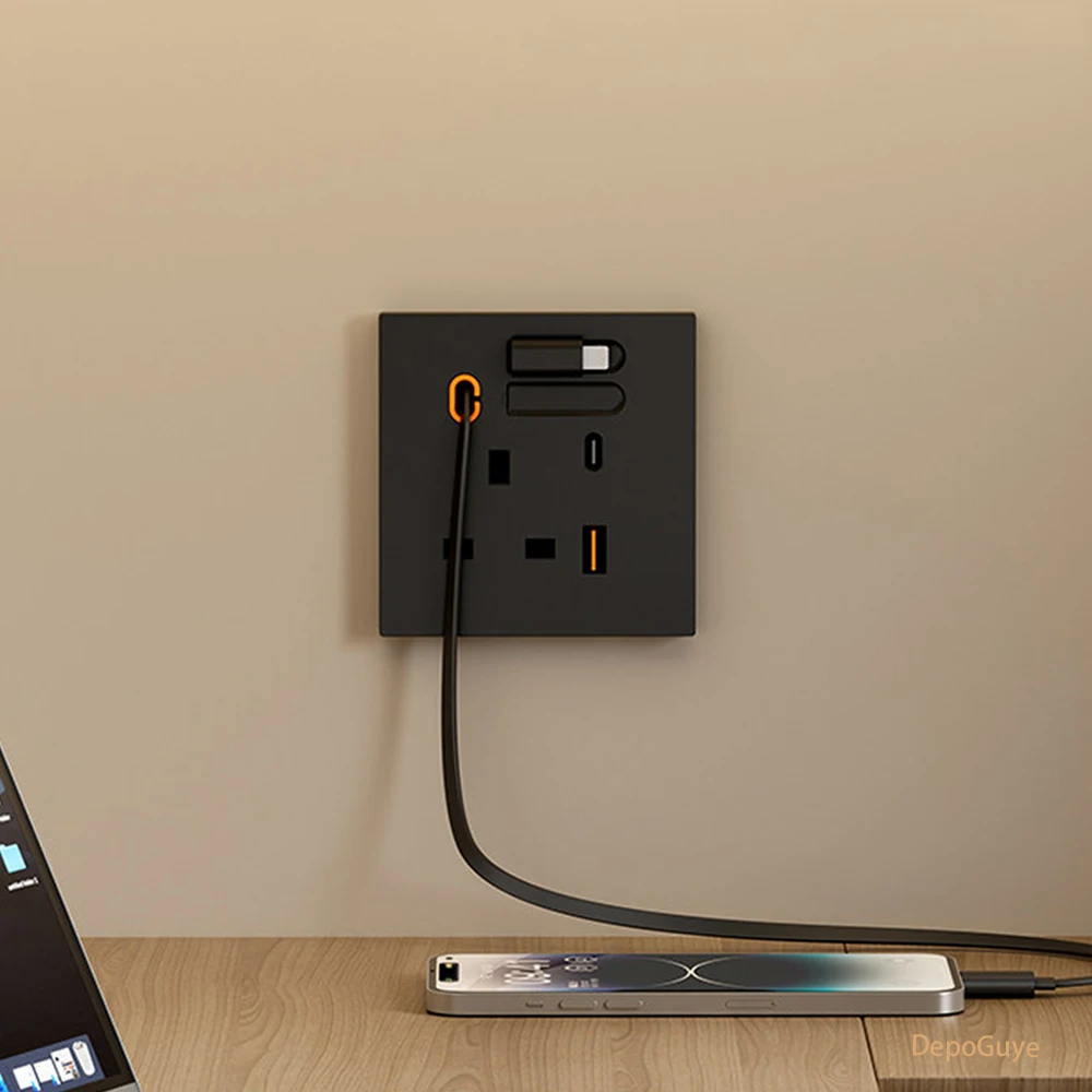86 Type Universal 20W USB Type-C Socket Panel With Expandable Charging Cable Outlet,UK Mobile phone charging Type-c Socket view 4