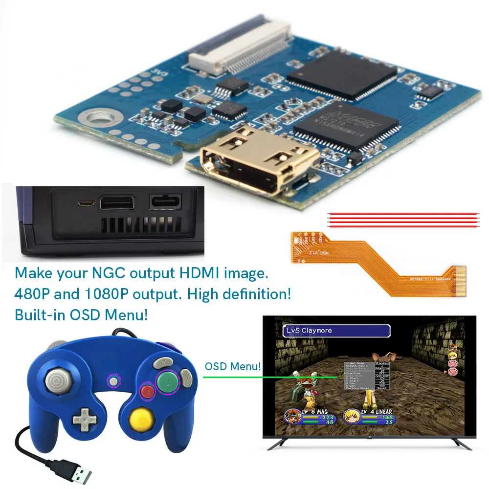 

2025 Newest Internal NGC Digital HDMI Mod Kit Digital to Digital HDMI-Compatible Mod Kit For NGC GameCube Console