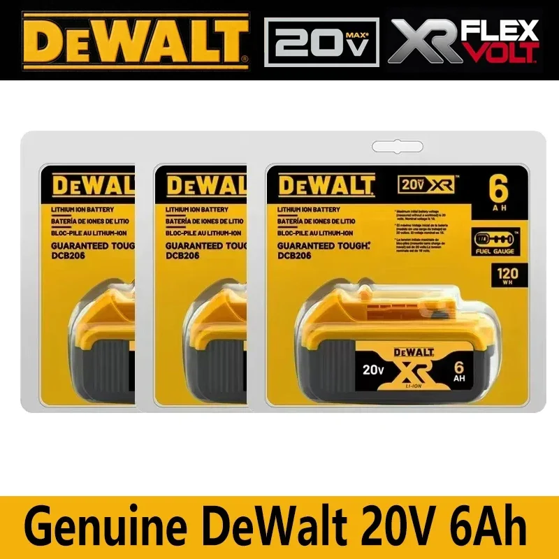 100% Genuine Dewalt 20V Battery, 5AH 6AH Rechargeable Lithium Ion Battery, Dewalt DCB205 DCB206 Power Tool Replacement Battery
