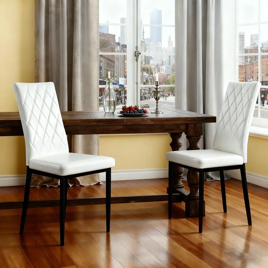 

Набор из 2 обеденных стульев, современные стулья для кухонного стола с умными ножками и мягкой искусственной кожей для столовой, кухни, гостиной