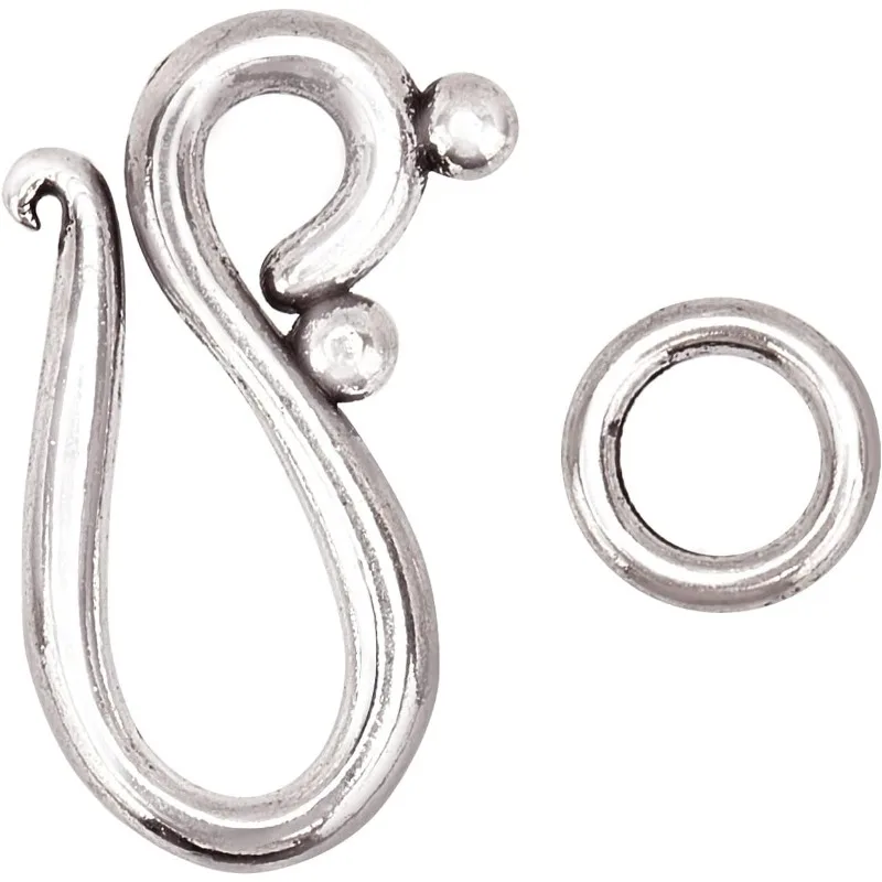 40 Sets S Ring Toggle Clasps Drop Tibetan Silver S Hook Ring Jewelry Clasps Ring Clasps Connectors for Necklace Bracelet Jewelry