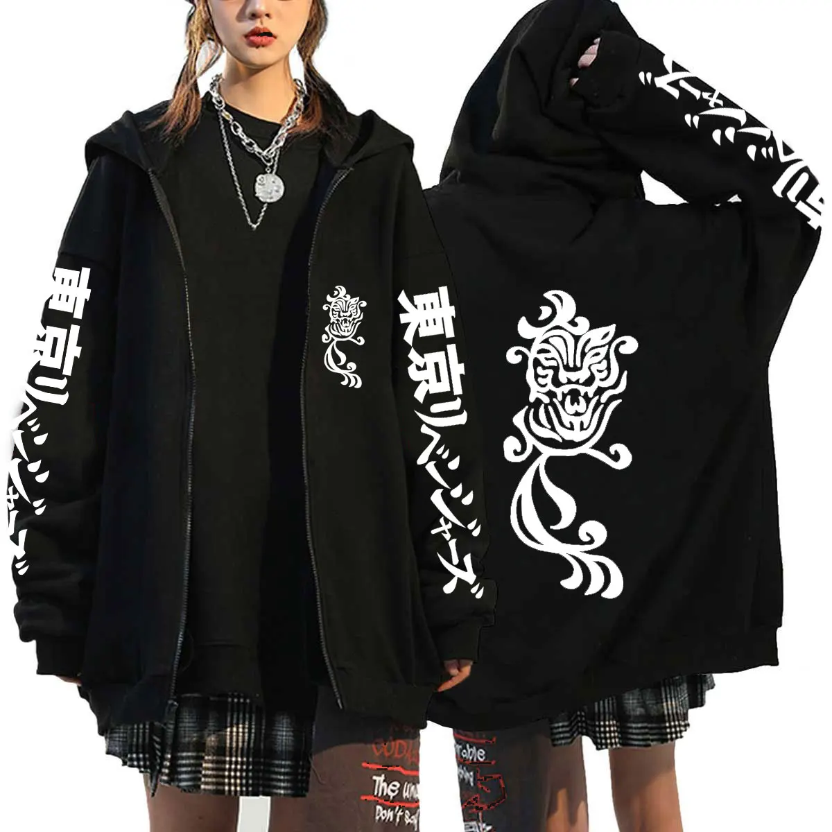 

Unisex Anime Pullovers Tokyo Revengers Jacket Coat Cosplay Gambar Valhalla Zipper Anime Hoodie Fashion Casual Loose Zip Tops