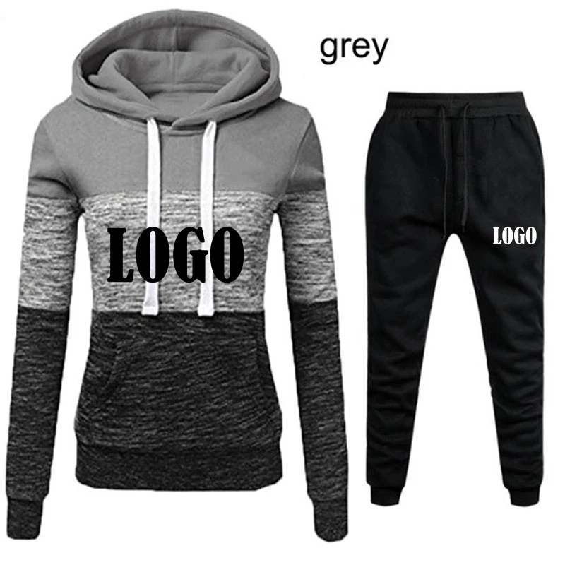 Customized New Women's Hot Sale Tracksuits 3 Colors Striped Sports Suits  Hoodies and Pants Running Athletic Wear