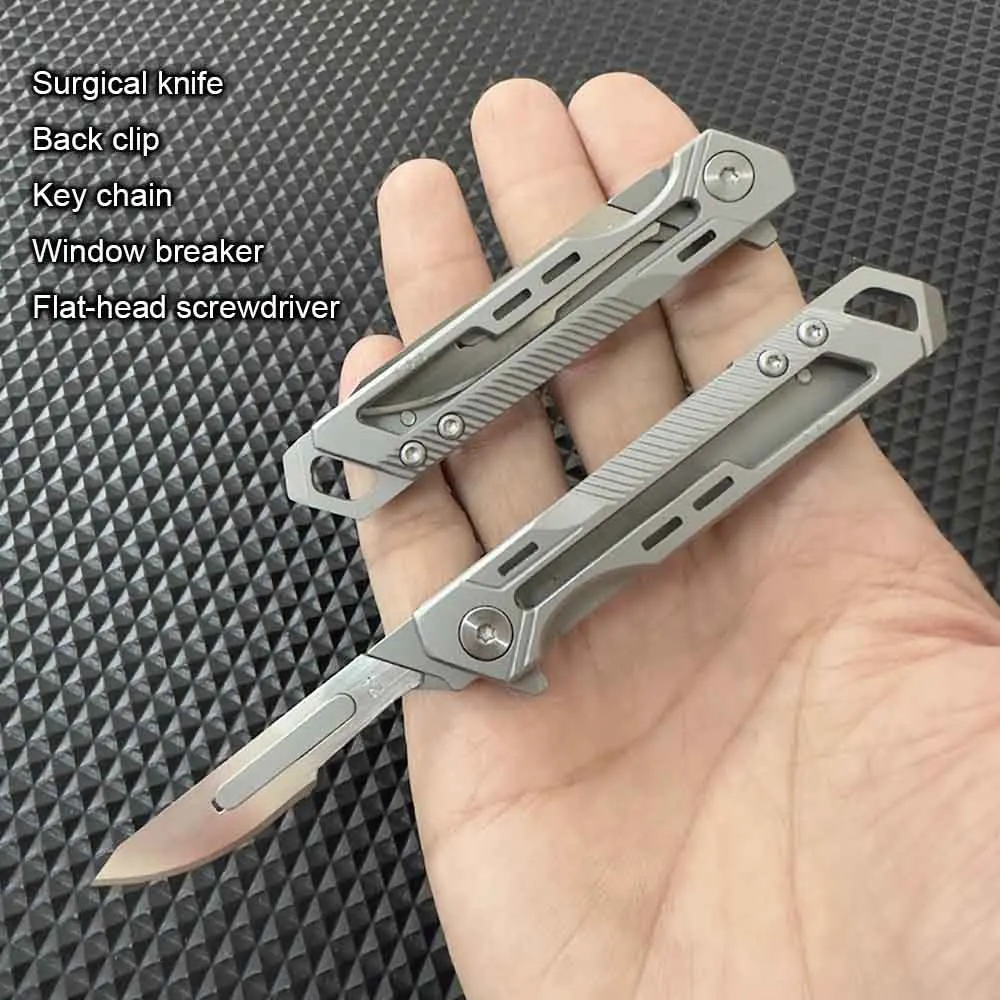 Flipper Scalpel EDC One Hand Quick Opening Multifunctional Broken Window Knife Stainless Steel With Back Clip Camping Essential