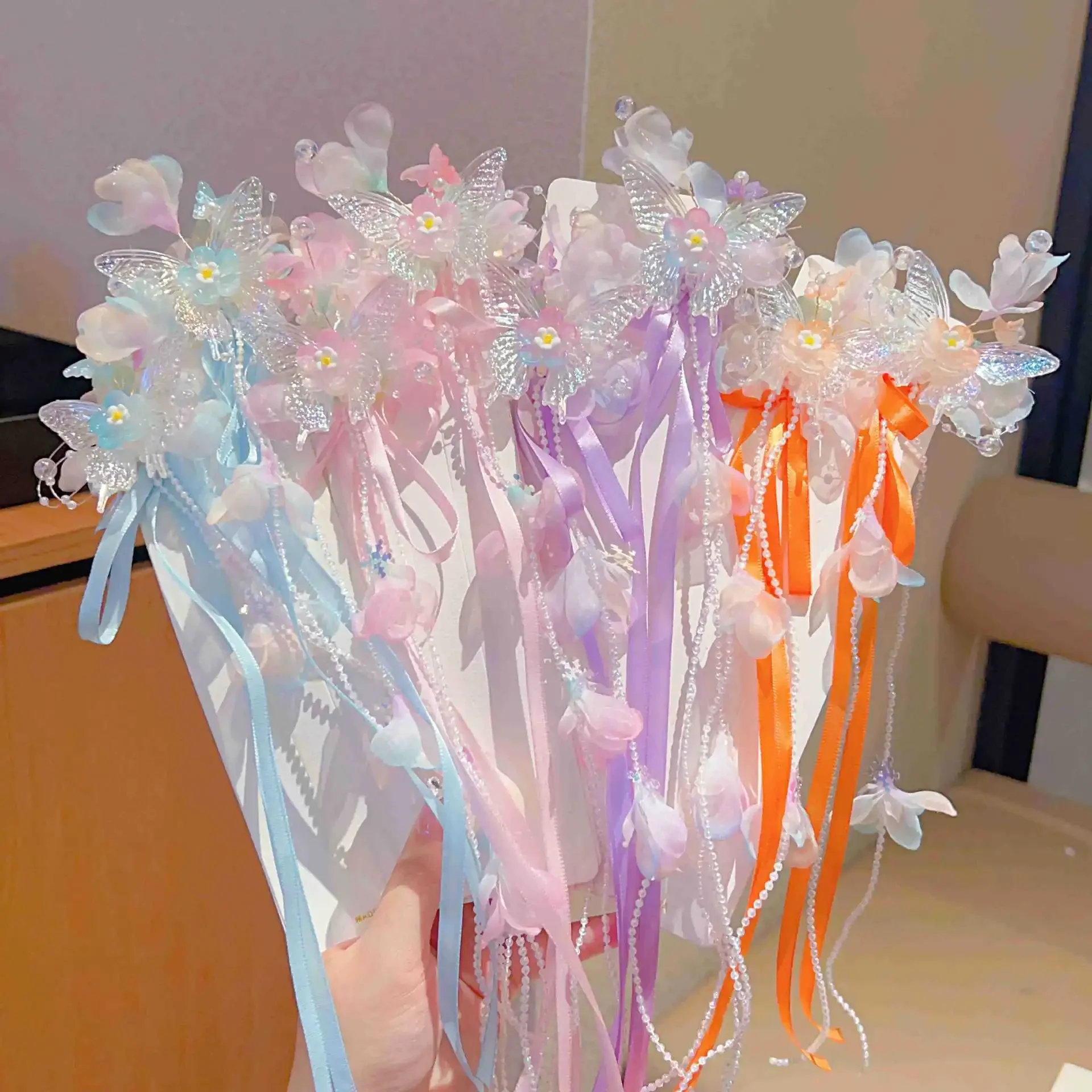 

2 шт., заколки для волос-бабочки для девочек, элегантные головные уборы принцессы с кисточками, детские украшения, аксессуары для волос, ювелирные изделия, головной убор