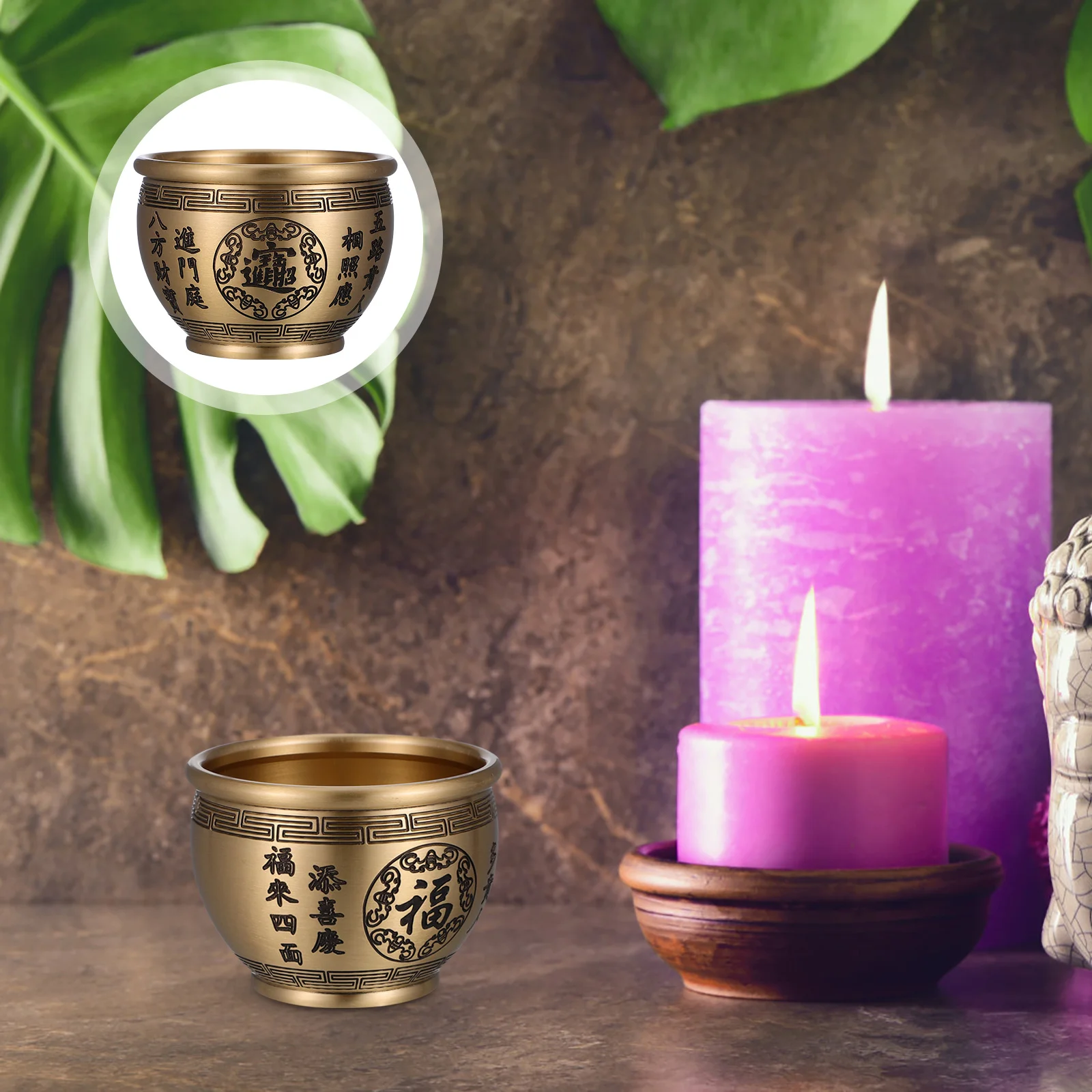 

Traditional Chinese Brass Fortune Bowl Feng Shui Basin for Office Home Altar Decoration Prosperity Charm