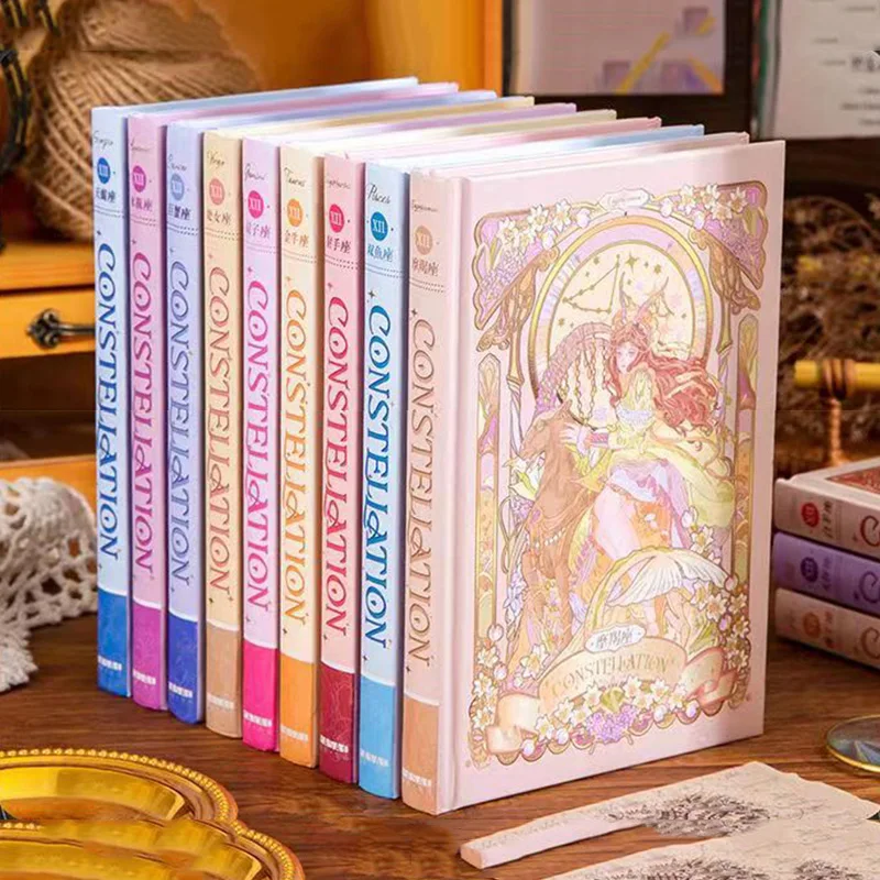 12 Constellations Series Notebook Color Page Pretty Illustration Cute Exquisite Diary Student Hardcover Notepad