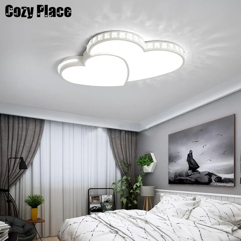 Heart-shaped Ceiling Light Creative LED Lighting Fixture for Children\'s Room Crystal Home Decor Chandelier Cartoon Ceiling Lamp